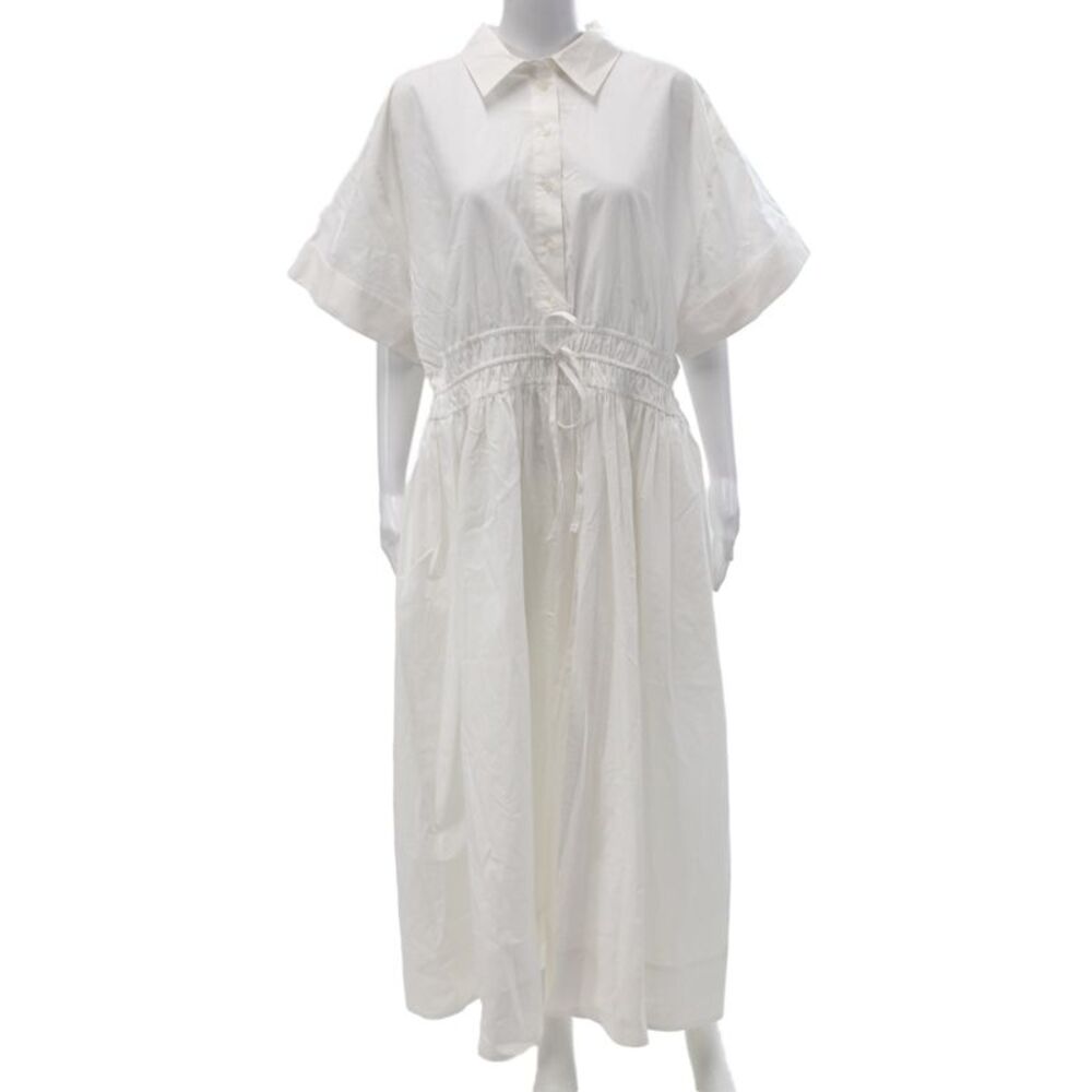 J Crew Women Shirt Dress White Collared Short Sleeve 100% Cotton Size 20